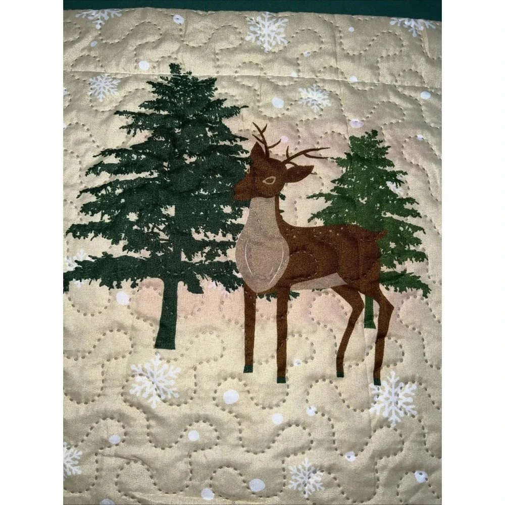 Vintage 3 Pcs King Merry Christmas Quilt Set Festive Bedspread‎ Rustic Farmhouse